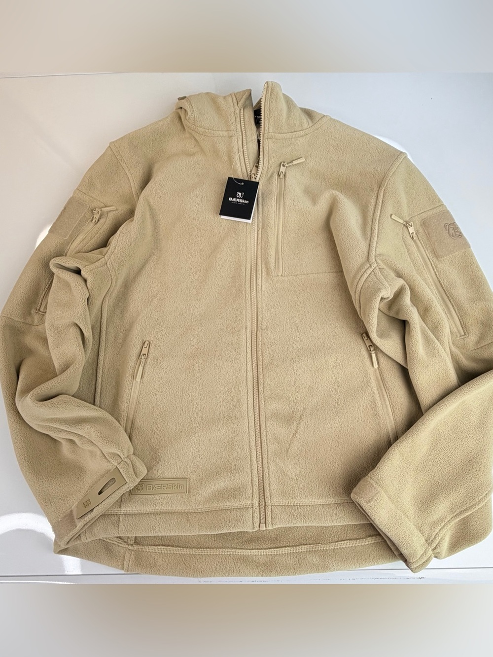 Bearskin Large Tan Signature Fleece Hoodie Zip Up